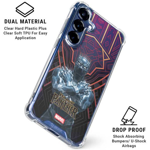 Marvel Black Panther Wakanda Salute Galaxy S25 Clear Case